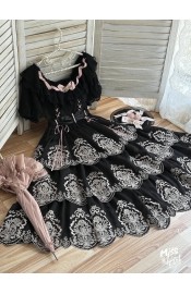 Miss Point Point Garden Embroidered Tiered One Piece(Reservation/3 Colours/Full Payment Without Shipping)